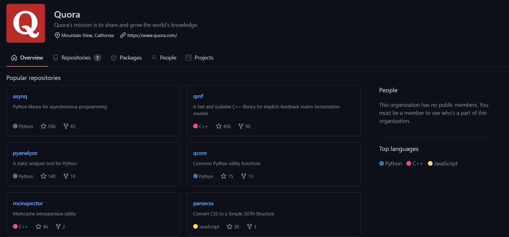 Quora's GitHub Projects