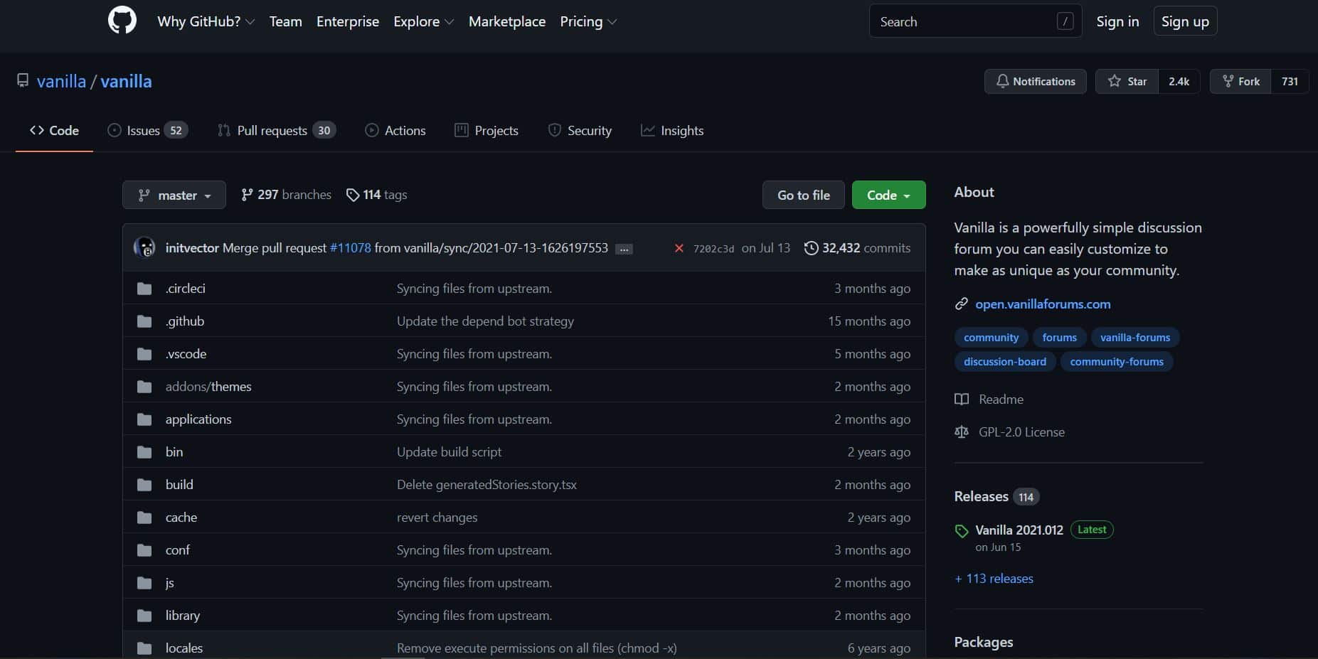 Vanilla GitHub Repository