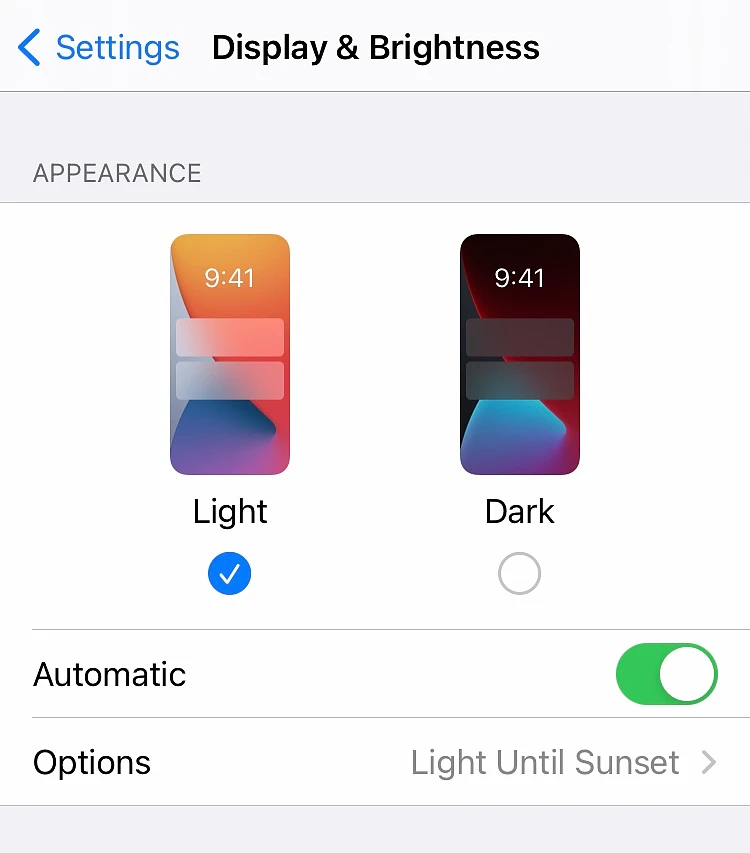 light and dark mode automatic toggle