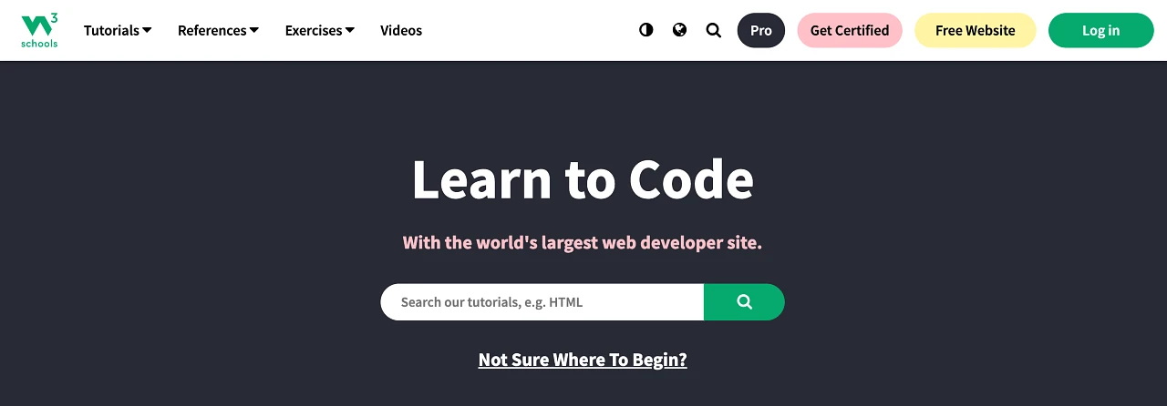 W3School free coding website